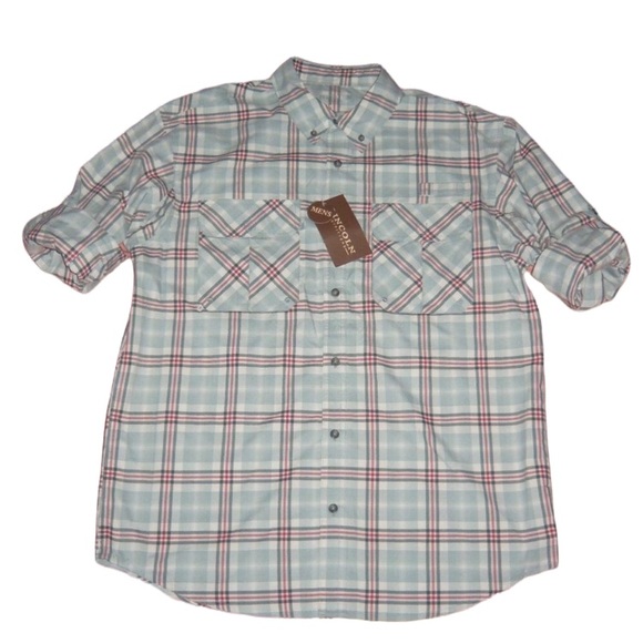 Lincoln Outfitters Men's Vented Plaid Moisture Wick Button Down Shirt - M - NWT - Picture 9 of 10